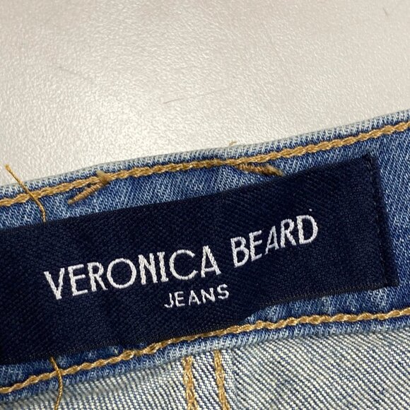 NEW VERONICA BEARD Grant Wide-Leg Jeans Blue Size 26 Cropped Frayed Hem Deni - Picture 9 of 9